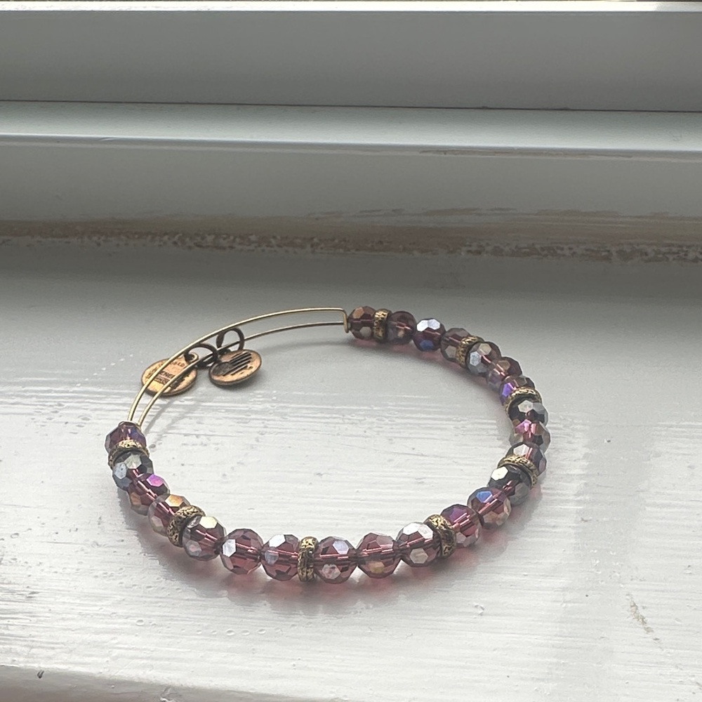 Alex and Ani Purple and Gold Beaded Bracelet
